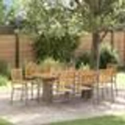 vidaXL Ensemble de repas de jardin 9 pièces Grey Poly Rattan Acacia