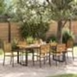 vidaXL Ensemble salle à manger jardin 7 pcs Noir 200 x 90 x 75 cm