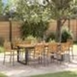 vidaXL Set de salle à manger de jardin 9 pcs Gris 200 x 90 x 75 cm