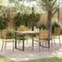 Ensemble de Salle à Manger de Jardin vidaXL 5 Pièces Gris Poly Rattan Acacia