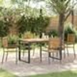 Ensemble de Salle à Manger de Jardin vidaXL 5 Pièces Gris Poly Rattan Acacia
