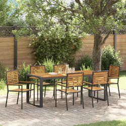 vidaXL Ensemble de salle à manger pour jardin 7 pcs Noir