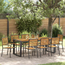 vidaXL Ensemble de salle à manger pour jardin 9 pcs Noir et Bois