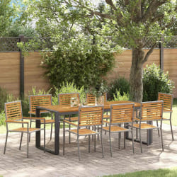 vidaXL Ensemble de salle à manger pour jardin 9 pcs Gris et Bois