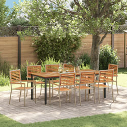 Vidaxl - Ensemble de salle à manger de jardin en 9 pièces beige en poly rattan acacia