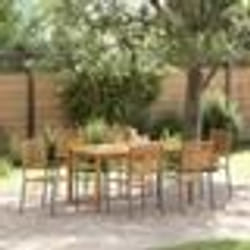 vidaXL Ensemble de repas jardin 7 pcs Gris 150 x 90 x 74 cm