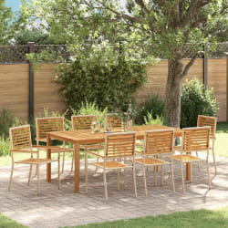 vidaXL Ensemble de salle à manger pour jardin 9 pcs Beige Poly rotin