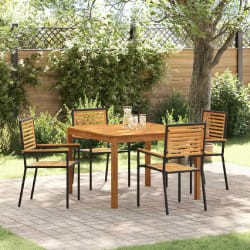 vidaXL Ensemble de salle à manger pour jardin 5 pcs Noir Poly rotin