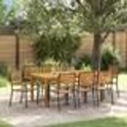 vidaXL Ensemble de Jardin 9 pcs Noir 180 x 90 x 75 cm Bois & Métal