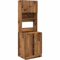 Cette armoire de cuisine avec sa finition en vieux bois rustique allie style et fonction tout en maximisant ton espace. Parfa ...