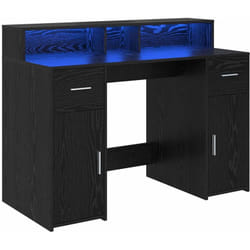 Vidaxl - Bureau avec porte Chêne noir 120 x 55 x 91 cm Bois d'ingénierie