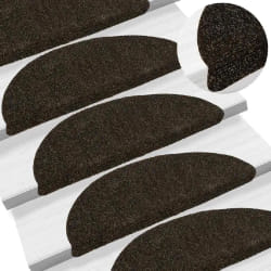 VIDAXL Tapis d'escalier autocollant 30 pcs - Marron foncé