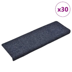 VIDAXL Tapis d'escalier autocollant - Bleu - 65x21x4cm (Pack de 30)