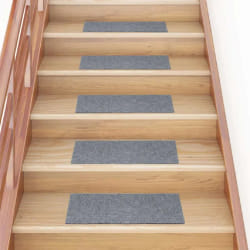 VIDAXL Tapis d'escalier auto-adhésif - Gris