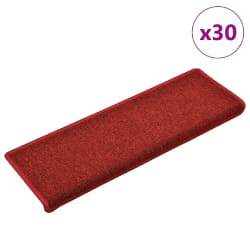 vidaXL Tapis d'escalier 30 pièces 65 x 21 x 4 cm Bordeaux Bordure rectangulaire