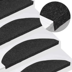 vidaXL Tapis d'escalier auto-adhésifs - Noir - 65x22,5 cm