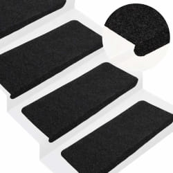 vidaXL Tapis d'escalier auto-adhésifs - Noir