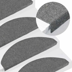 vidaXL Tapis d'escalier auto-adhésifs - Gris 65x22,5x3,5 cm