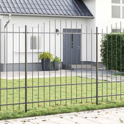 vidaXL Barrière de Jardin Grise avec Tête en Arc, 3,4 x 1,75 m, en Acier