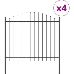 Clôture de jardin avec un sommet en arc gris, 6,8 x 1,25 m en acier Vidaxl