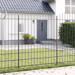 vidaXL Clôture de jardin gris à sommet arrondi - 13,6 x 2 m en acier