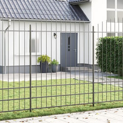 vidaXL Clôture de jardin gris à sommet arrondi - 13,6 x 2 m en acier