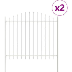 Clôture de jardin blanche avec un sommet en arc, 3,4 m x 1,25 m - En acier Vidaxl