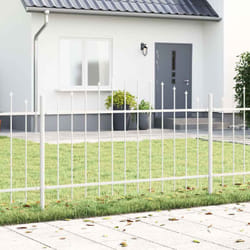 vidaXL Clôture de jardin blanche avec sommet arrondi, 5,1 x 1 m en acier.