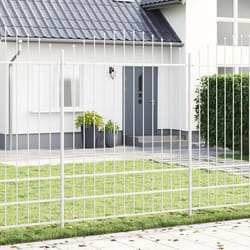 vidaXL Clôture de jardin avec sommet arrondi, blanche, 5,1 x 2 m en acier.