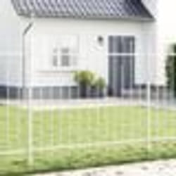vidaXL Clôture de jardin blanche avec des pointes en forme de houppes, 13,6 x 1,5 m, en acier.