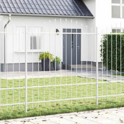 vidaXL Clôture de jardin blanche avec sommet en arc, 13,6 x 1,75 m, en acier.