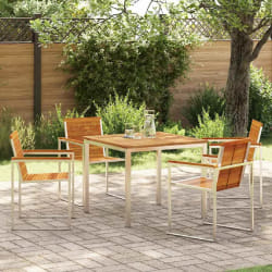 vidaXL Ensemble de jardin 5 pièces en bois d'acacia et acier inoxydable