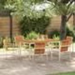 vidaXL Set de salle à manger de jardin 7 pièces en bois d'acacia et acier inoxydable