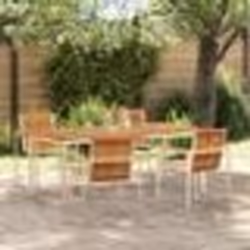 vidaXL Ensemble de jardin 5 pièces en acacia massif et acier inoxydable.