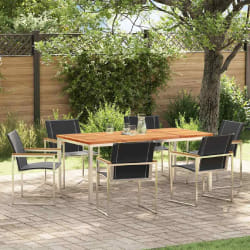 vidaXL Ensemble de jardin 7 pièces en bois massif d'acacia et en inox