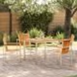 vidaXL Set de salle à manger de jardin 5 pièces en bois de teck et acier inox