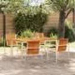 vidaXL set de salle à manger de jardin 5 pièces en teck massif et acier inoxydable