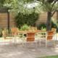 vidaXL Set de jardin 7 pièces en teck massif et acier inoxydable.