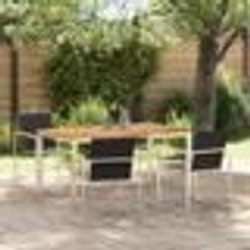 vidaXL Ensemble de salle à manger de jardin 5 pièces en bois de teck massif et acier inox