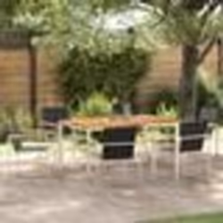 vidaXL Set de jardin 7 pièces en teck massif et acier inoxydable.