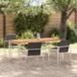 vidaXL Ensemble de repas de jardin 5 pièces en teck massif et acier inoxydable