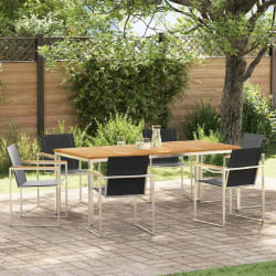 vidaXL Ensemble de salle à manger de jardin en 7 pièces en bois massif teck et acier inoxydable