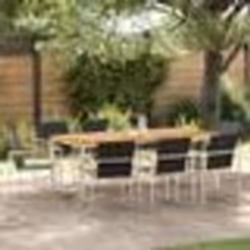 vidaXL Set de jardin en 9 pièces en bois de teck et acier inox