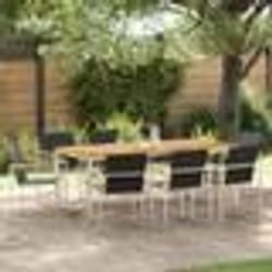 vidaXL Set de jardin en 9 pièces en bois de teck et acier inox