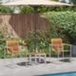 vidaXL Transat avec chaises de jardin 3 pcs en bois massif de teck