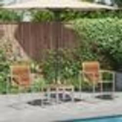 vidaXL Transat avec chaises de jardin 3 pcs en bois massif de teck