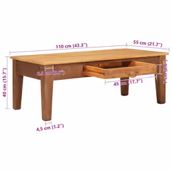 Table Basse Marron 110 X 55 X 40 Cm Bois De Mangue Massif Vidaxl - Vue supplémentaire 2