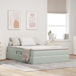 Lit Avec Rangement Et Matelas Gris Clair 140 X 190 Cm Velours Vidaxl