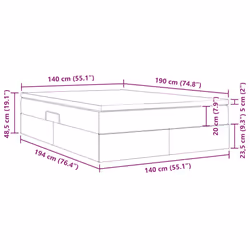 Lit Avec Rangement Et Matelas Gris Clair 140 X 190 Cm Velours Vidaxl - Vue supplémentaire 2