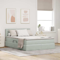 Lit Avec Rangement Et Led Gris Clair 140 X 190 Cm Velours Vidaxl
